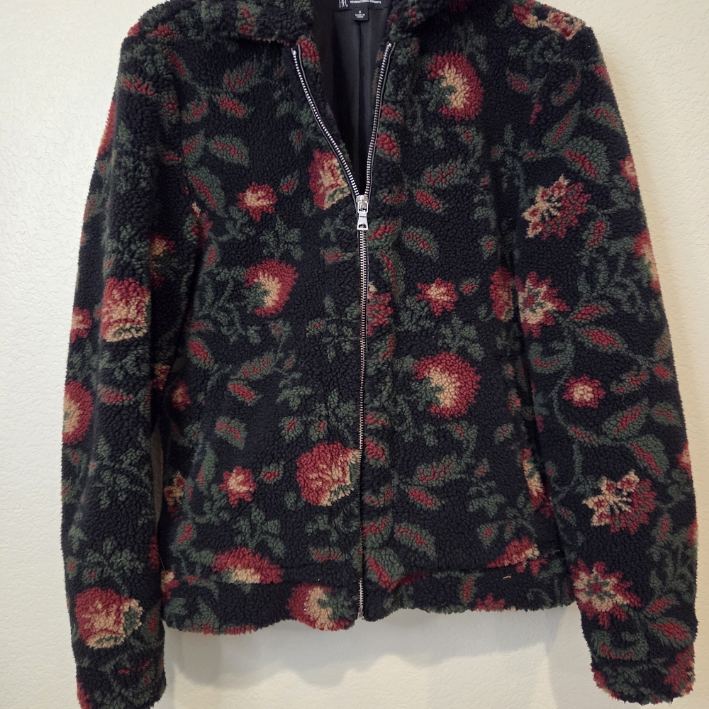 INC Floral Patterned Sherpa Jacket